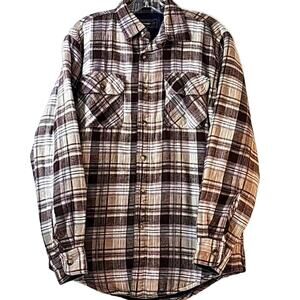 Wrangler Mens Sz Small Brown Plaid Flannel Pockets Quilted Lined Work Jacket